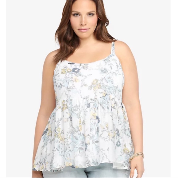 torrid Tops - Torrid Floral Chiffon Babydoll Camisole Tank